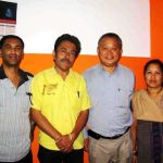 With artists after song recording