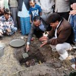 Laying foundation stone of Health Post